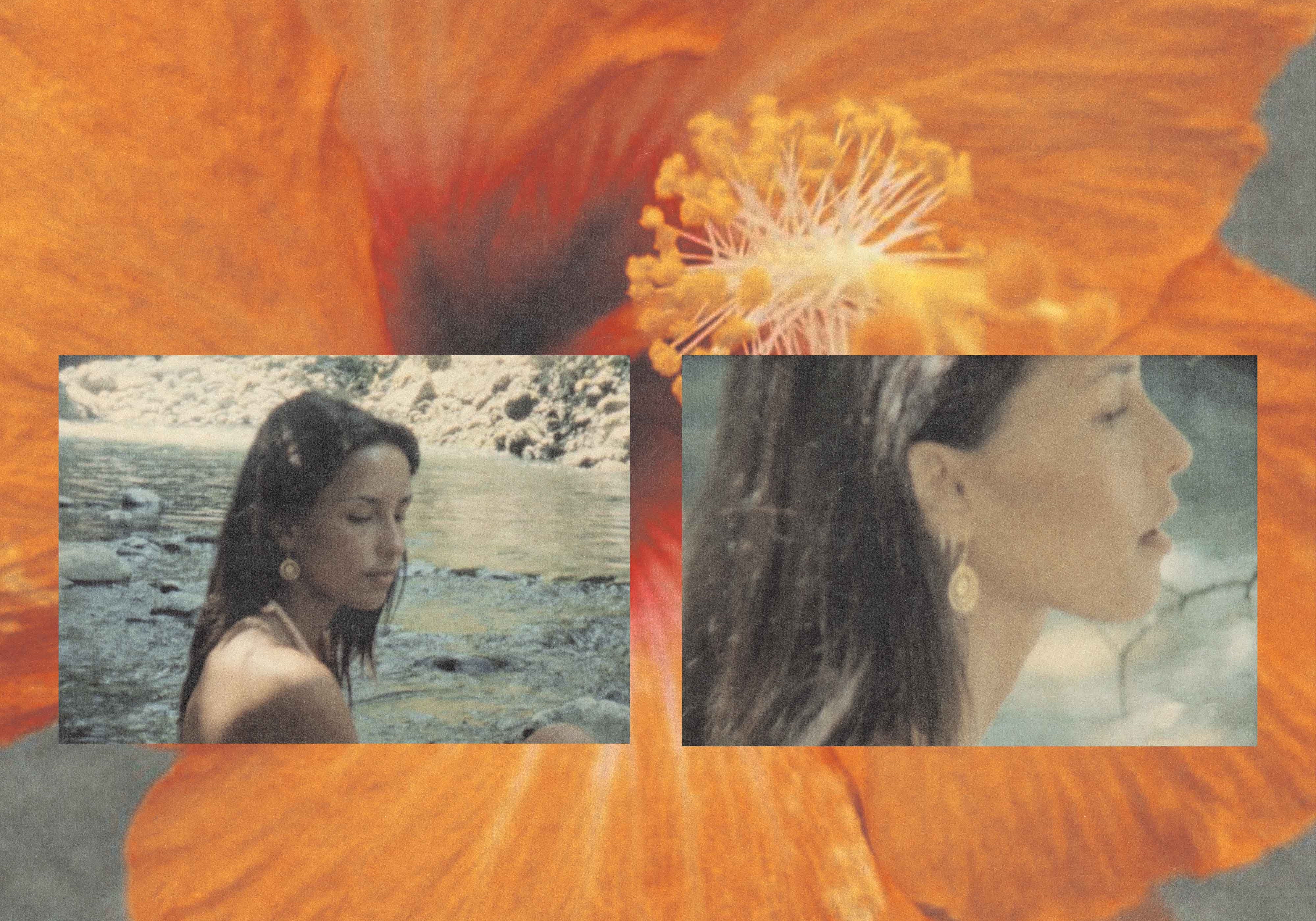 Australian Landscape, Jewellery Label, With Model in nature and Gold Earrings. 