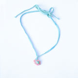 Flower Bead Blue Silk Necklace 1/1