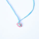 Flower Bead Blue Silk Necklace 1/1